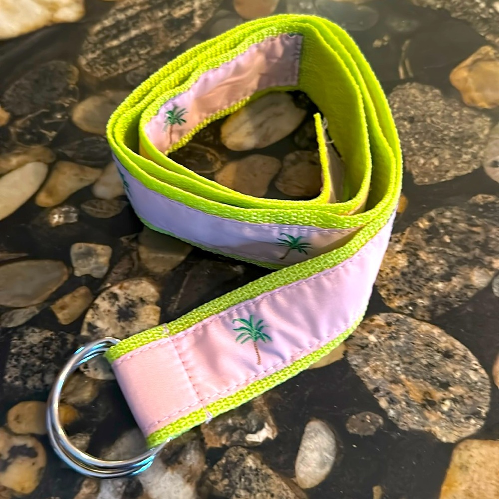 Palm tree belt pink and lime green